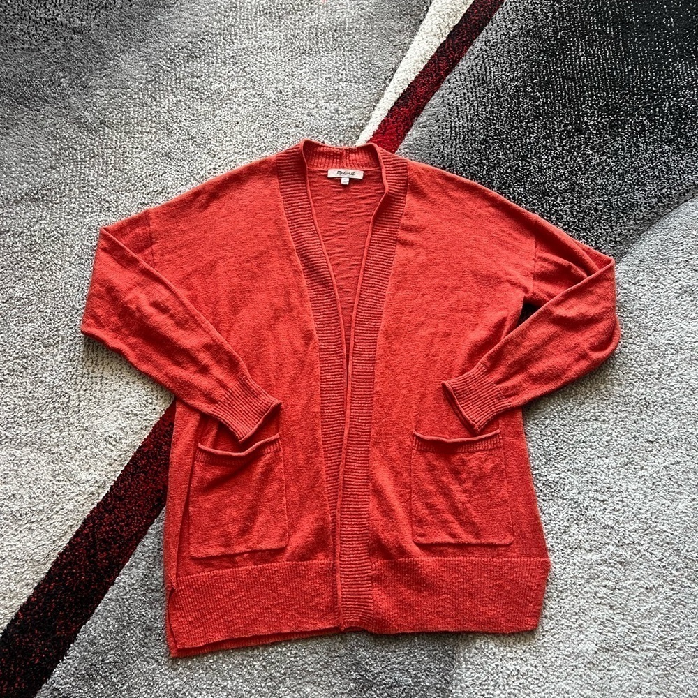 Madewell Bradley Orange Open Front Cardigan - Picture 2 of 5